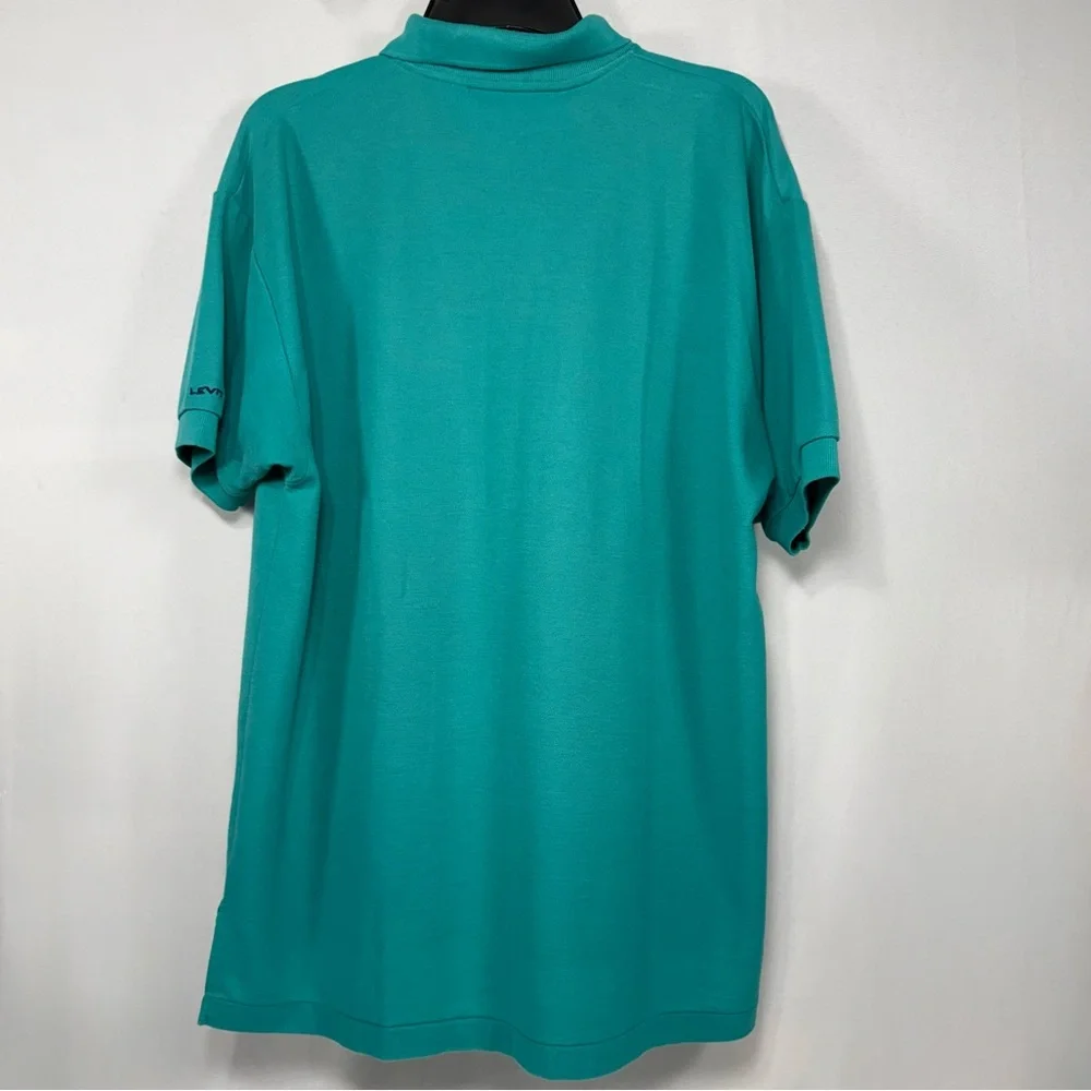 Vintage Oversized Levi's Teal Knit Short Sleeve Polo Shirt Size XL Extra Large