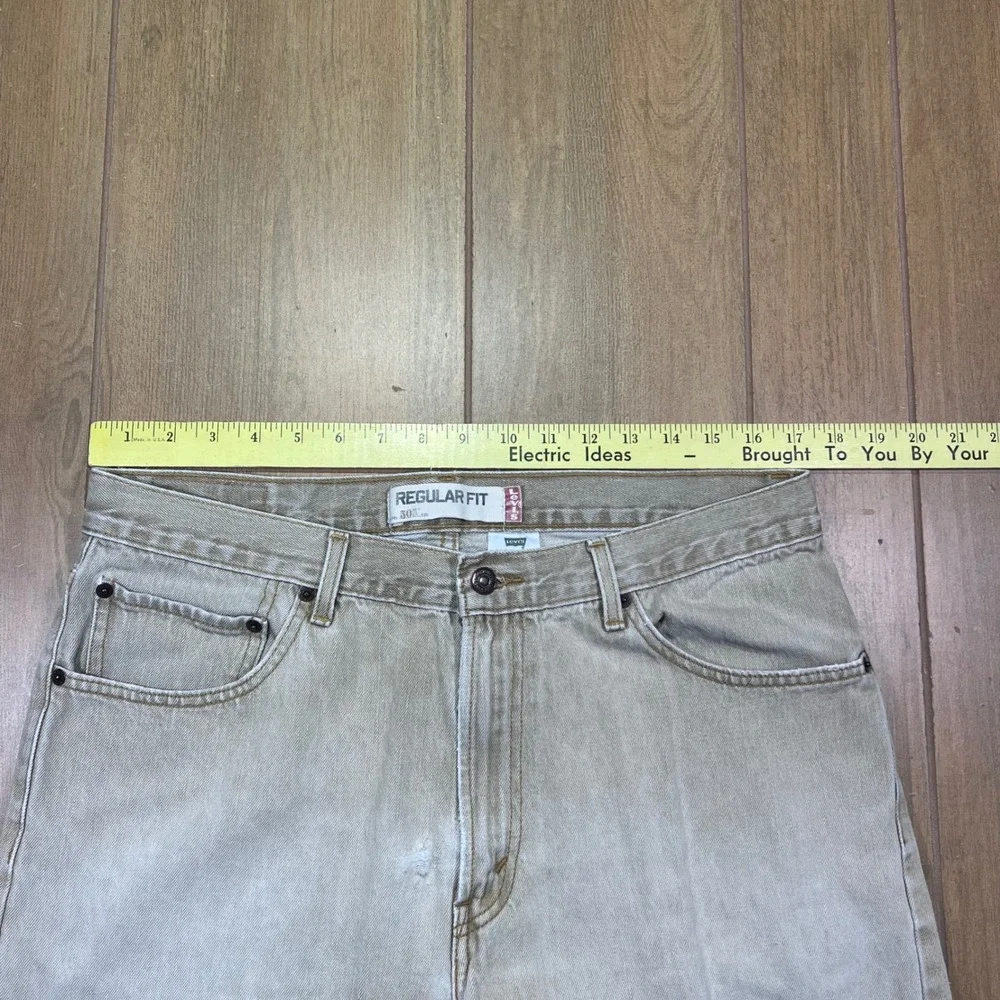 Levi's 505 Regular Fit Jeans Mens 36x30 Khaki Tan Wash Straight Leg vintage Y2K