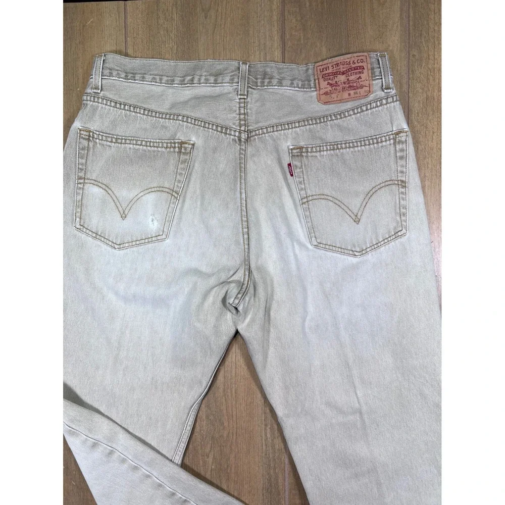 Levi's 505 Regular Fit Jeans Mens 36x30 Khaki Tan Wash Straight Leg vintage Y2K
