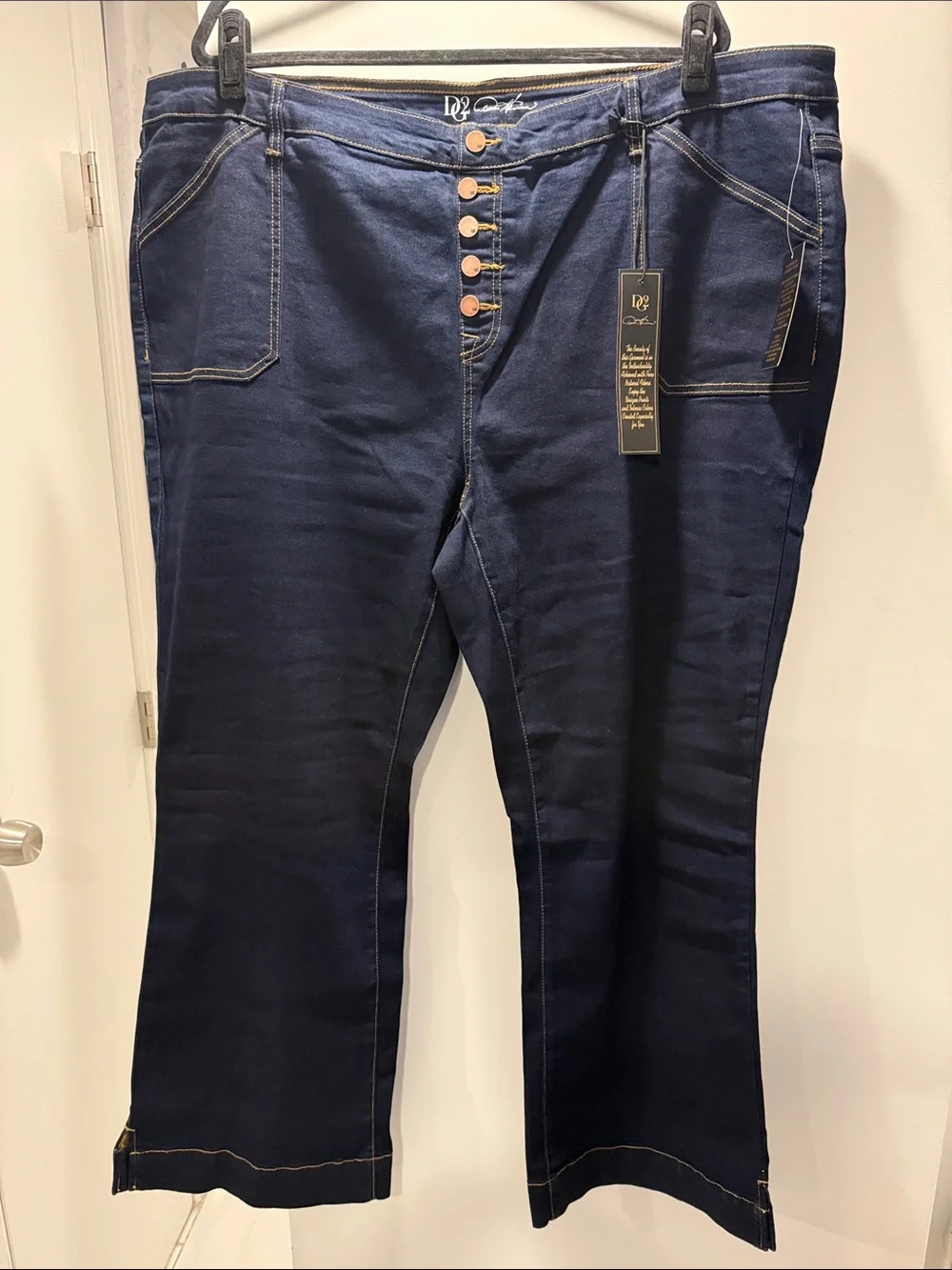 DG2 by Diane Gilman Dark Wash Button-Fly Pull On Jeans Flare Jeans