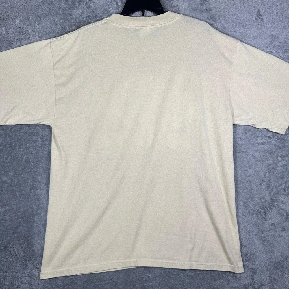 VINTAGE 90s Myrtle Beach Club Puff Print T-Shirt Mens XXL Cream‎ Made in USA
