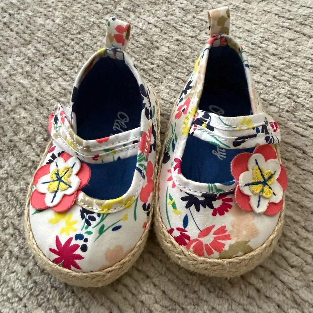 Old Navy Floral Espadrille‎ Baby Mary Jane Shoes Size 1 (0–3 Months)