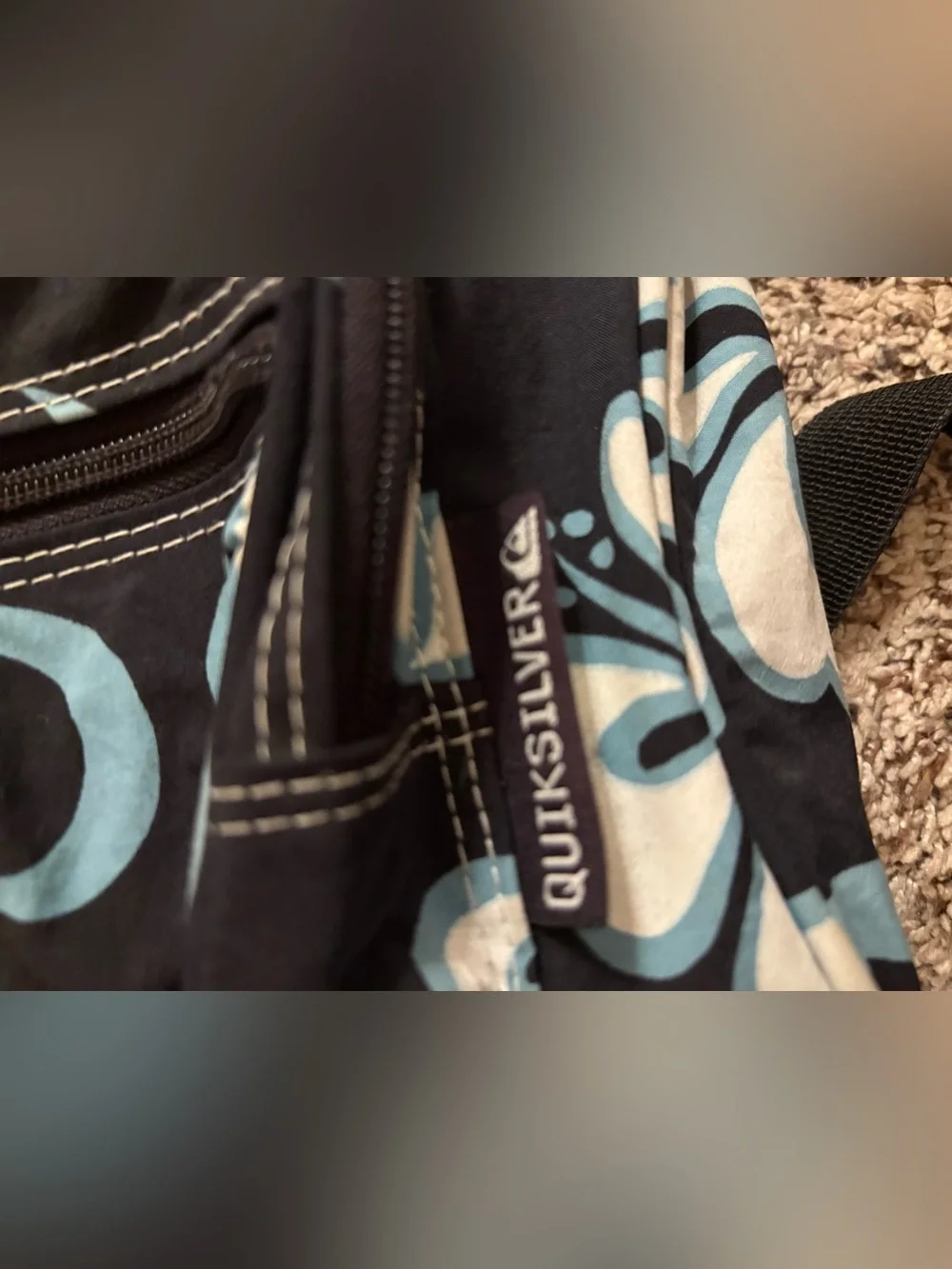 Vintage Quiksilver Floral Mini Backpack Y2K Hawaiian Surf Bag Fair Condition