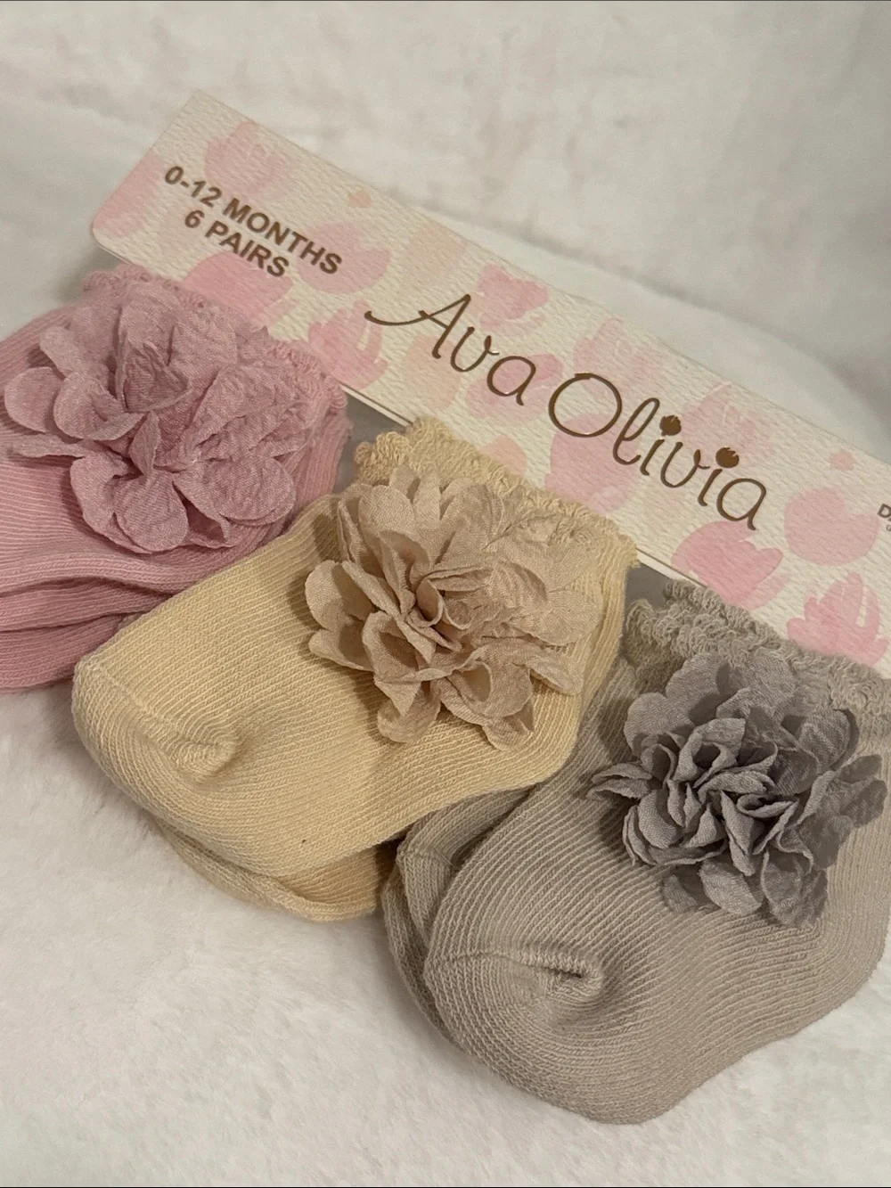 Ava Olivia NWT 6 pk Baby Girl Flower Bow Socks Boutique Booties NEW!