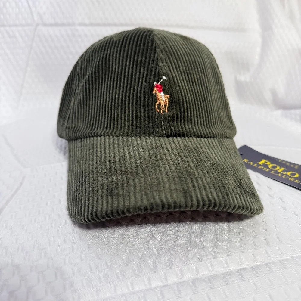 AUTHENTIC VINTAGE MEN'S POLO RALPH LAUREN GREEN CORDUROY CAP M/L EXCELLENT