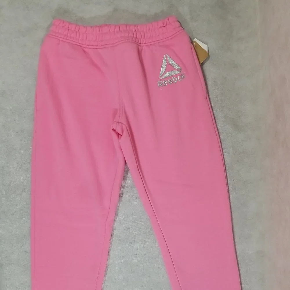 Reebok Jogger Pant Girls Size Small‎ 7 Pink Sweatpants Logo NWT
