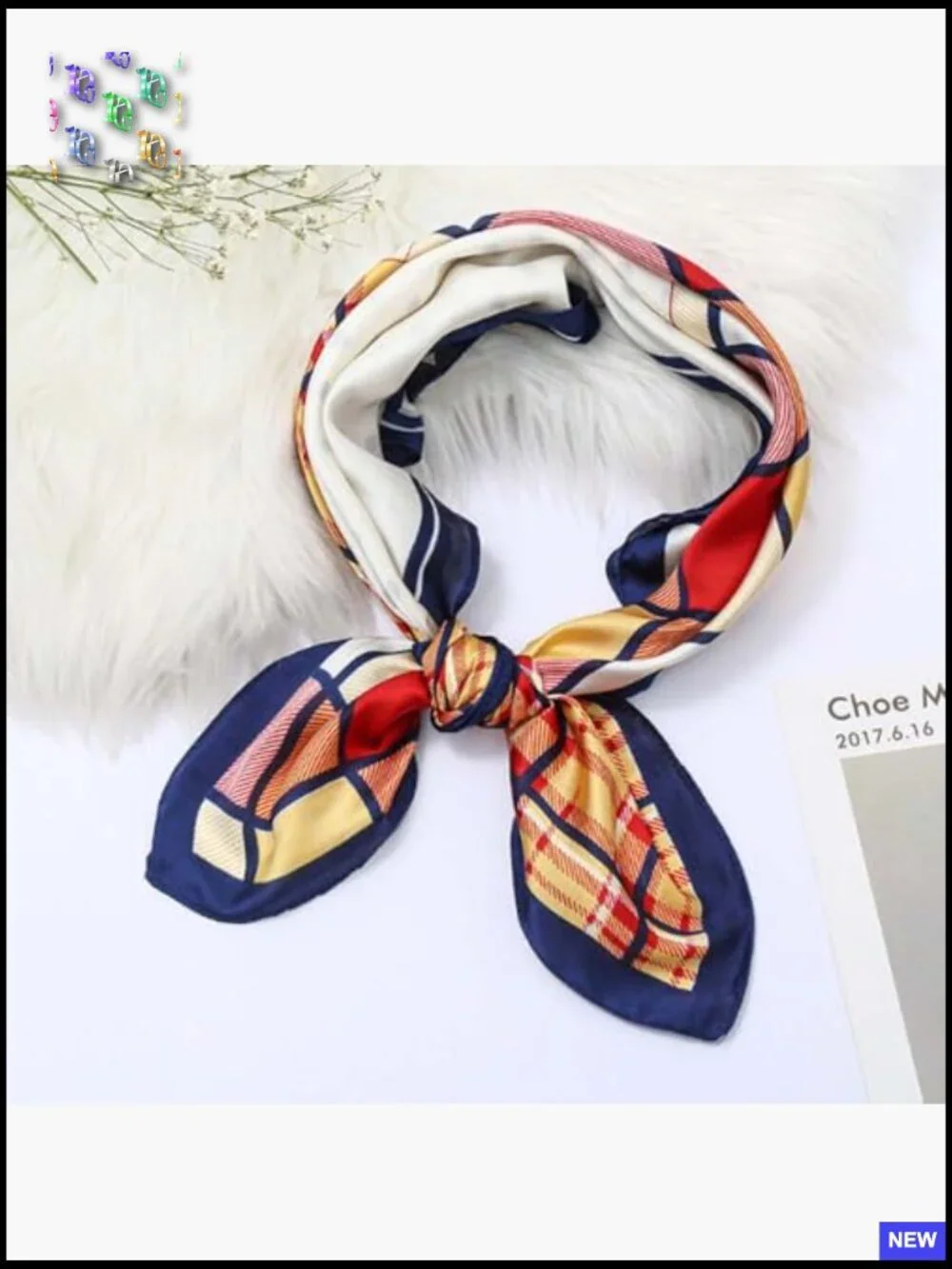 2pc Square Satin Scarves Lightweight Fashion Accessory Neckerchief Wrap