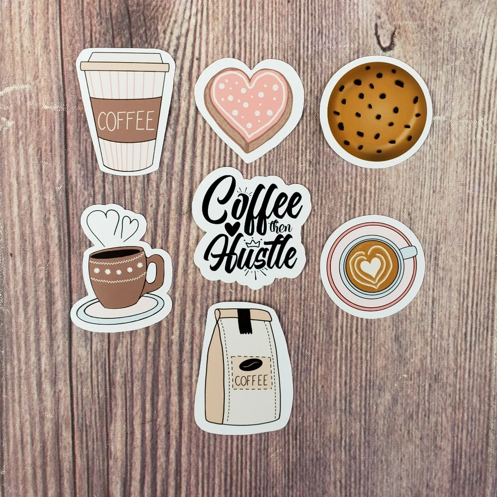 Lot of 7 Girl Boss Planner Stickers - Coffee Lover and Hustle Die Cut Stickers