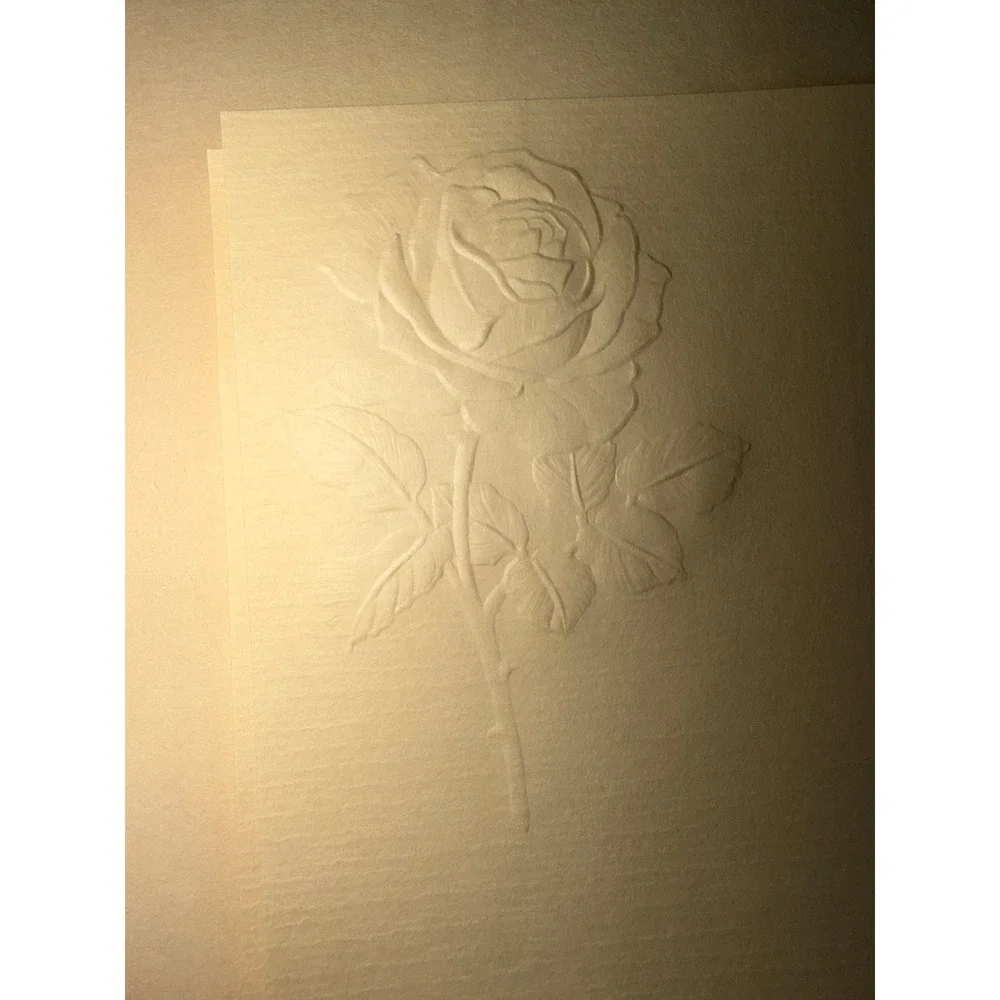 VTG Current Rose Garden Stationery Set Cream Embossed Floral 1982 Letter Paper