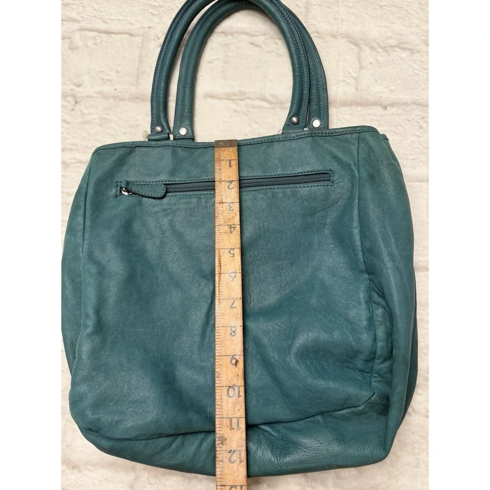 Perlina Brushed Leather Hobo Shoulder Bag Purse Green Buckle Medium Tote