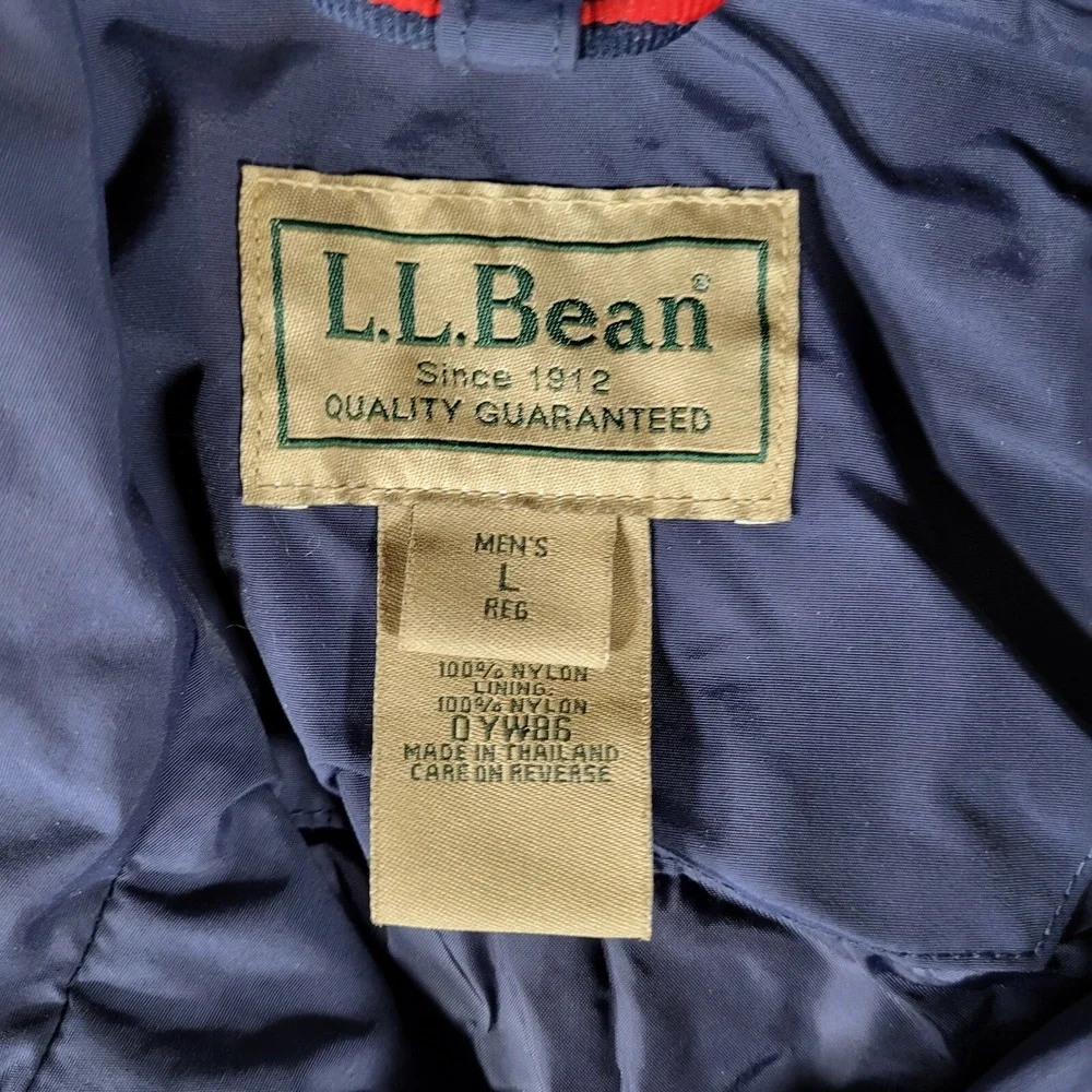 L.L. Bean Men's Large Blue Red Trim 3-in-1 Jacket Extra Zipper for Fleece Lining