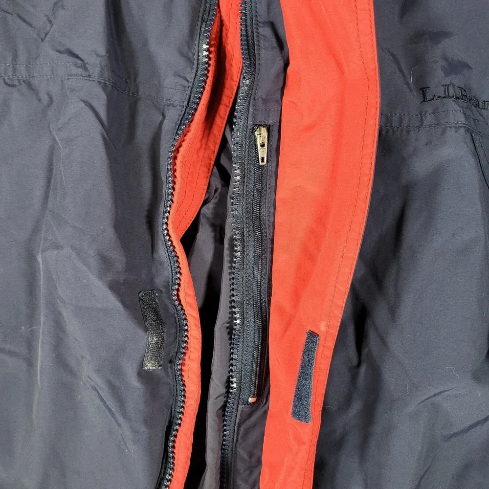 L.L. Bean Men's Large Blue Red Trim 3-in-1 Jacket Extra Zipper for Fleece Lining