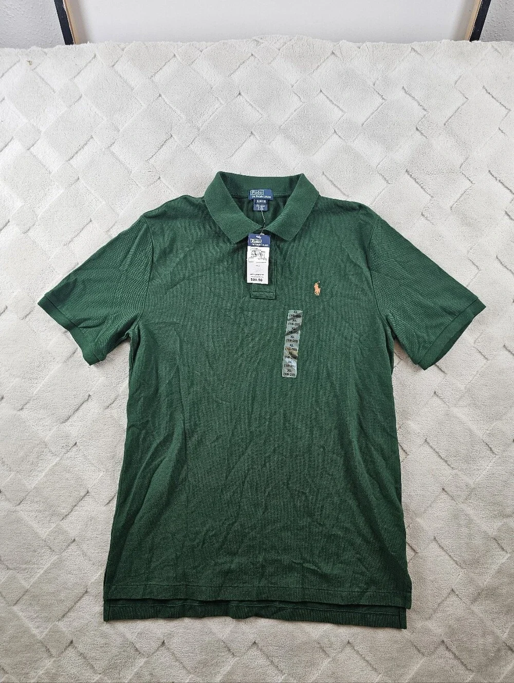 Polo Ralph Lauren Green Polo Shirt Kids Extra Large 18 Solid Green