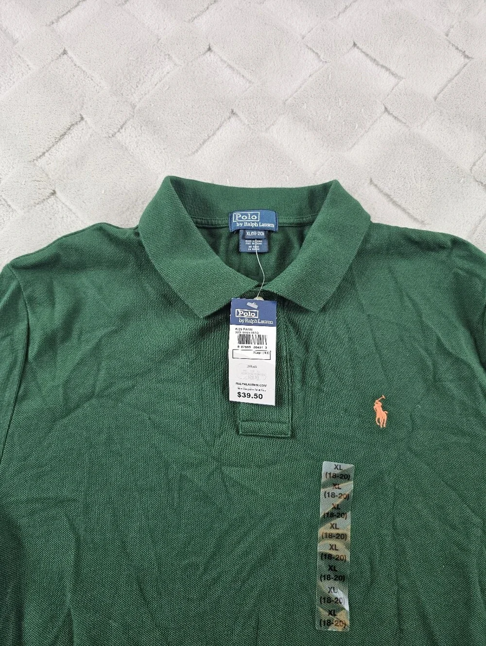 Polo Ralph Lauren Green Polo Shirt Kids Extra Large 18 Solid Green