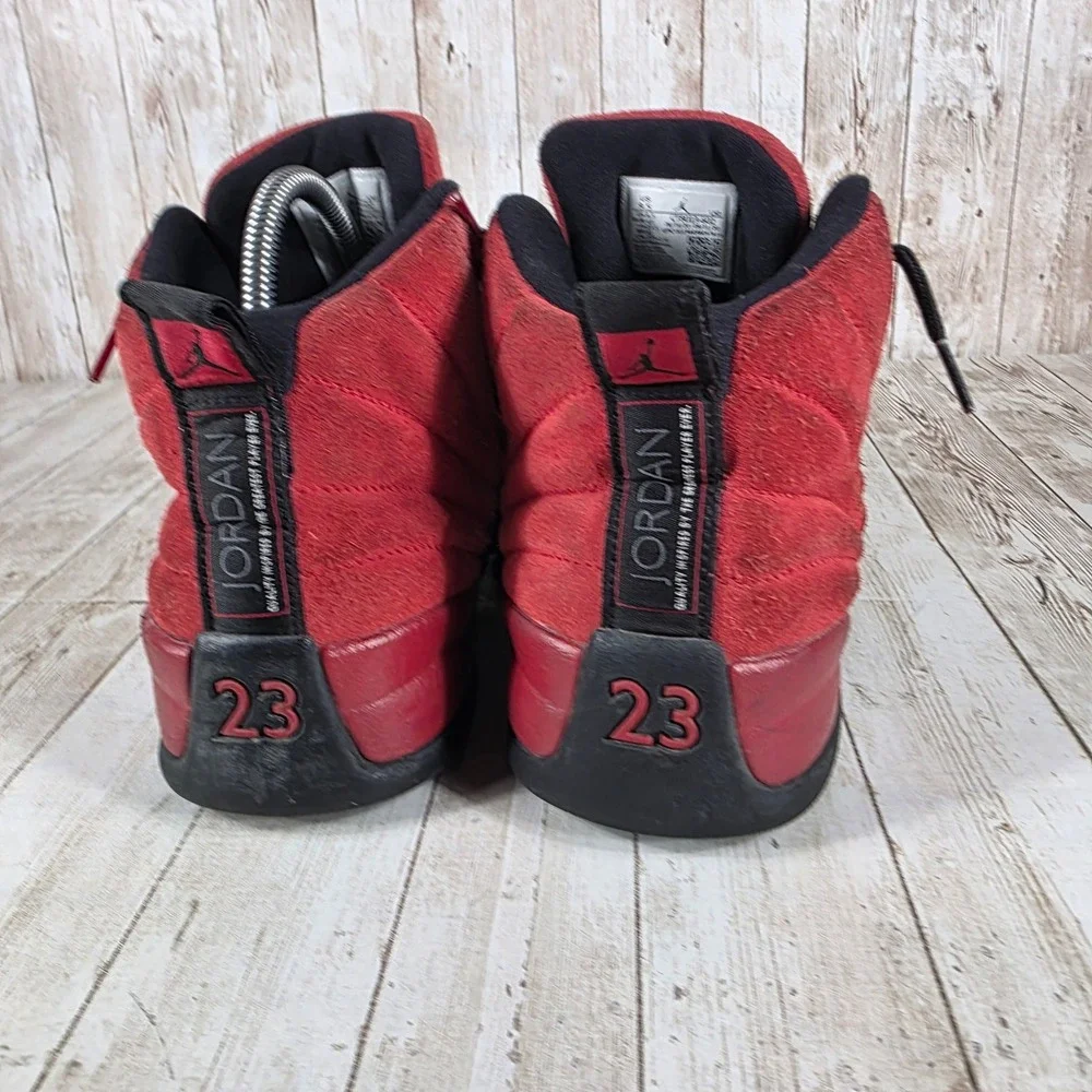 Air Jordan 12 Retro Gym Red Suede Sneakers Black Sole Mens Size 9.5‎