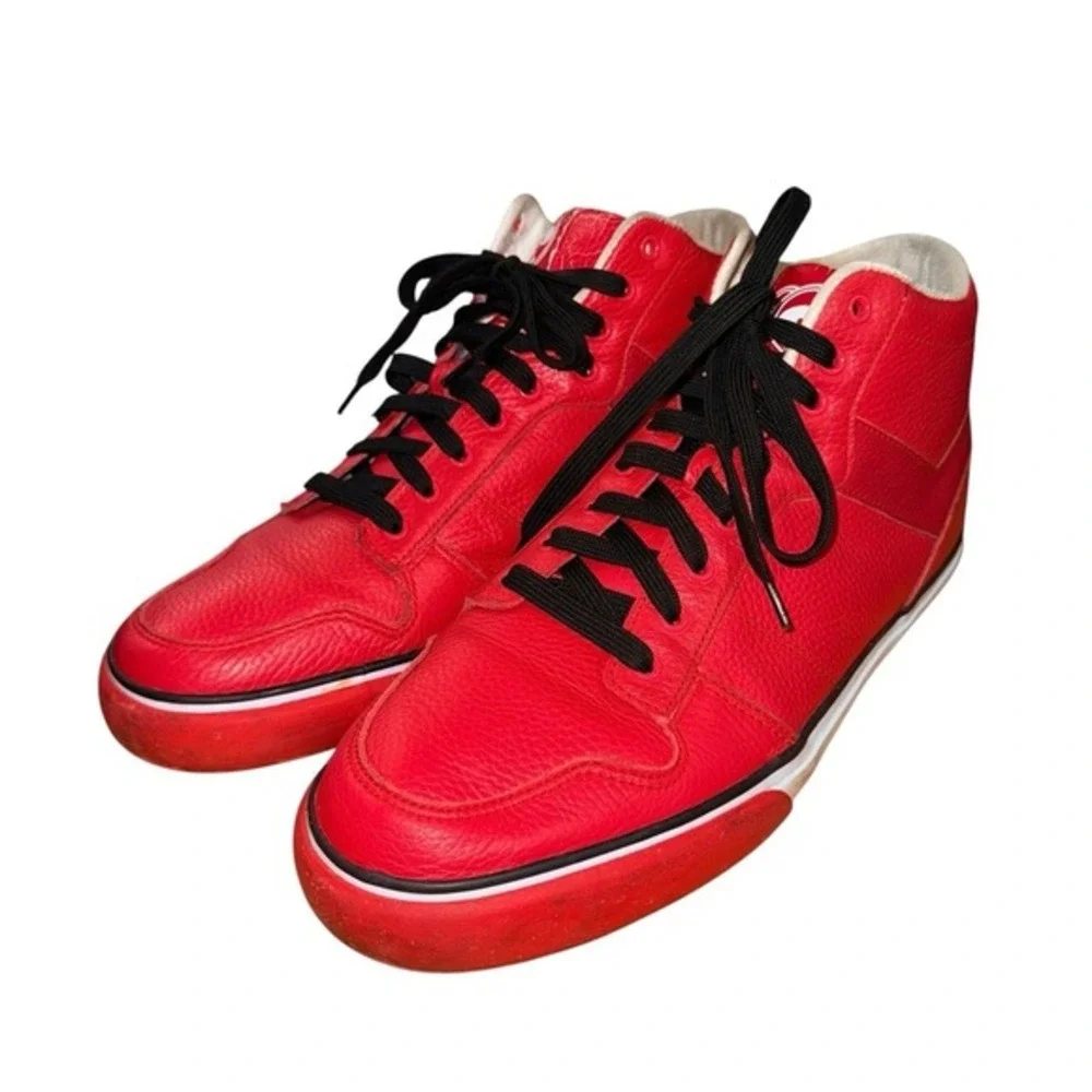 PONY‎ Red Leather Mid Top Sneakers MENS 13 Pre-Owned Shaun Neff Signature Shoes