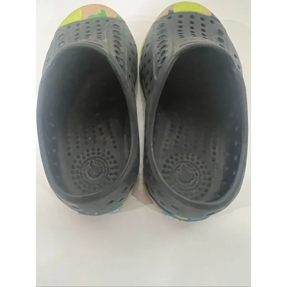 Native Jefferson Marbled Kids Shoes Jiffy Black/Grasshopper Green/Marble C8 Chil