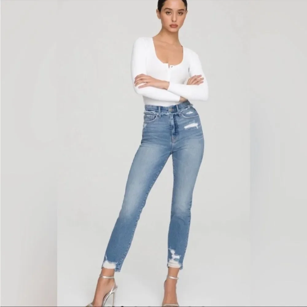 NWT good American good legs straight 6/28 in blue‎ 618