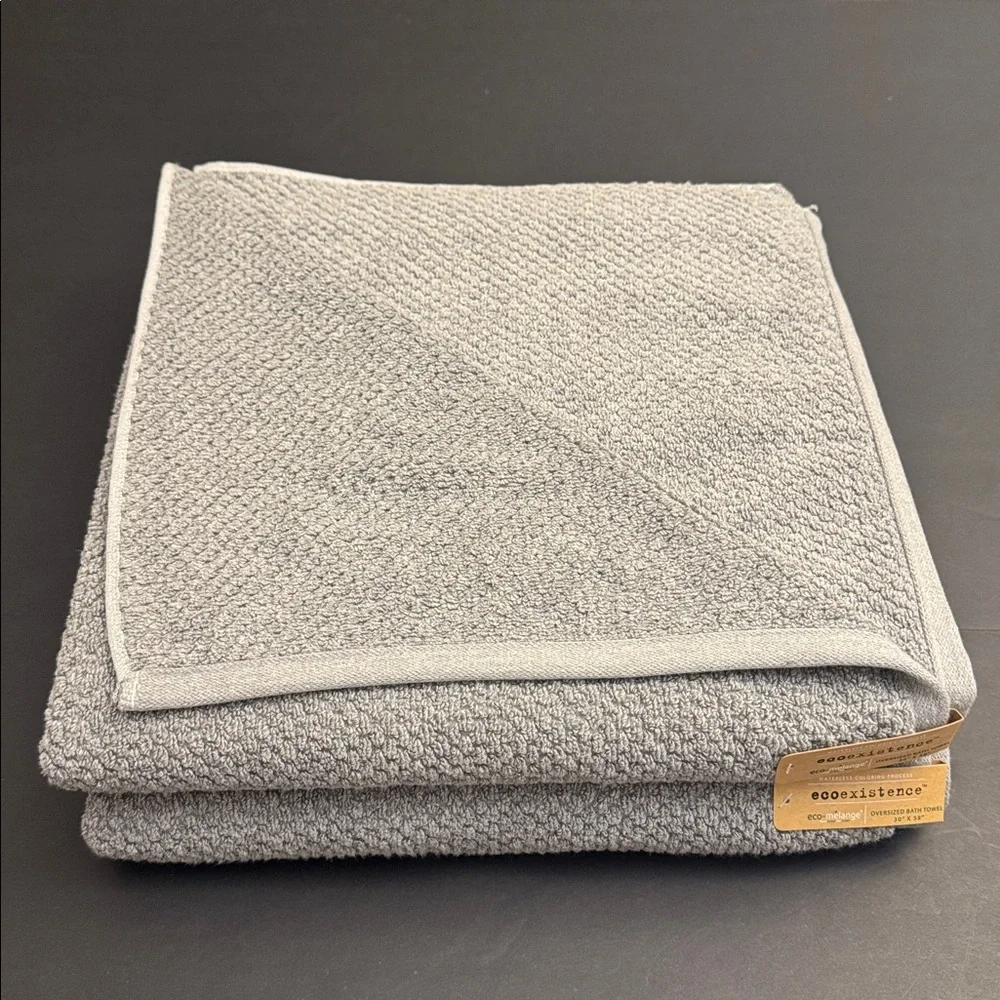2pc ECOEXISTENCE Eco-Melange Oversized Bath Towel Set - Gray - 30
