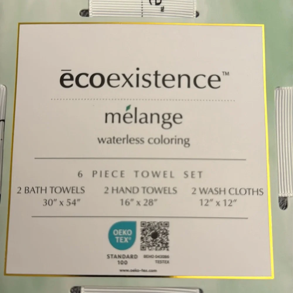 6pc Ecoexistence Mélange Bath Towel Set - Waterless Coloring - Heathergrey