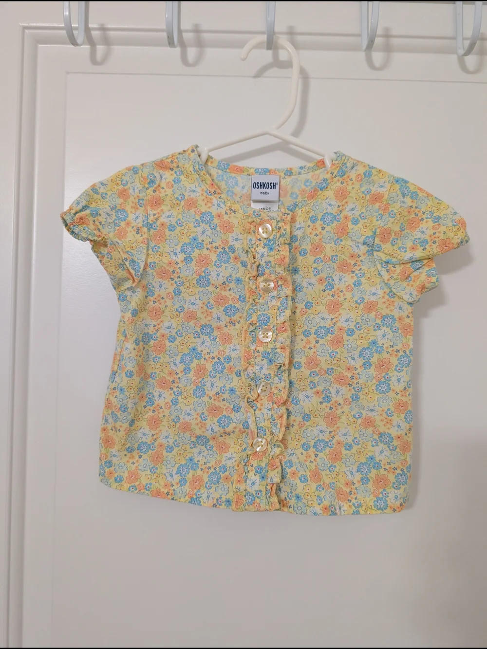 Vintage OshKosh B'gosh Yellow Floral Ruffle-Front Girls' Top