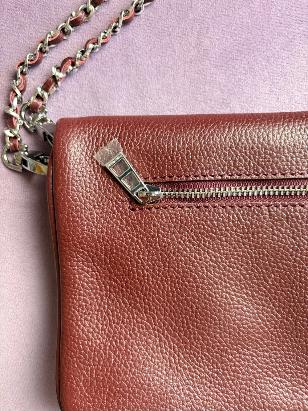Zadig & Voltaire Brown Leather Crossbody Chain Wallet - Women's Bag