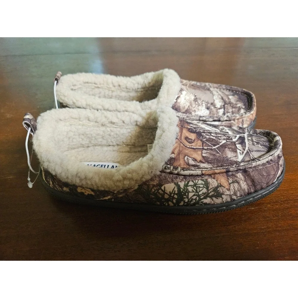 Magellan Outdoors Slippers Boys Size 3 Camo Faux Fur Lined Moccasins 183881