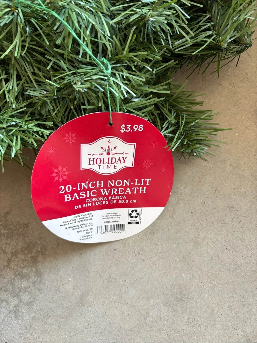 Holiday Time Green Classic Holiday Wreath