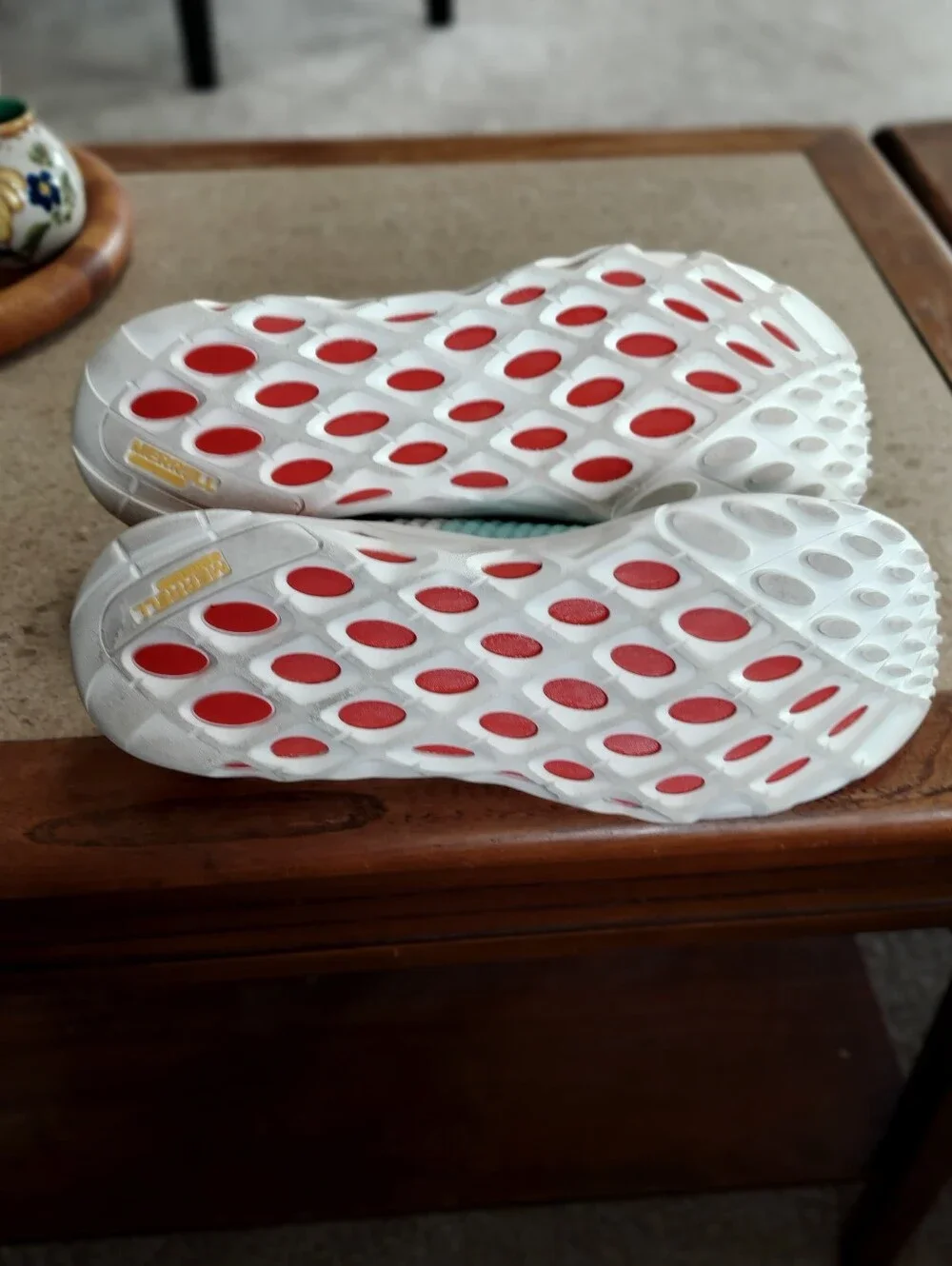 Merrell Woman's Slip On Range Shoes Mint Green, Burnt Red & Cream Size 10
