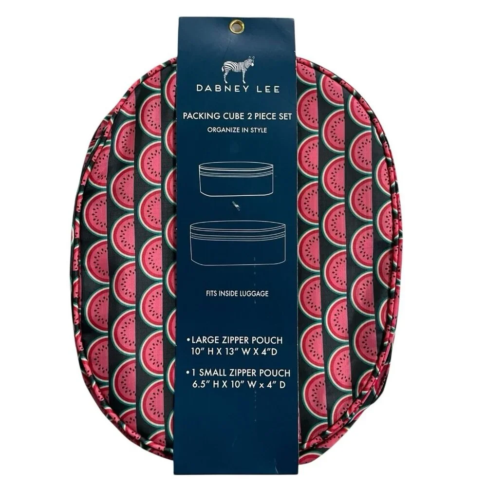 Dabney Lee Packing Cube Set Of‎ 2 Red Watermelon Zipper Pouch Travel Vacation
