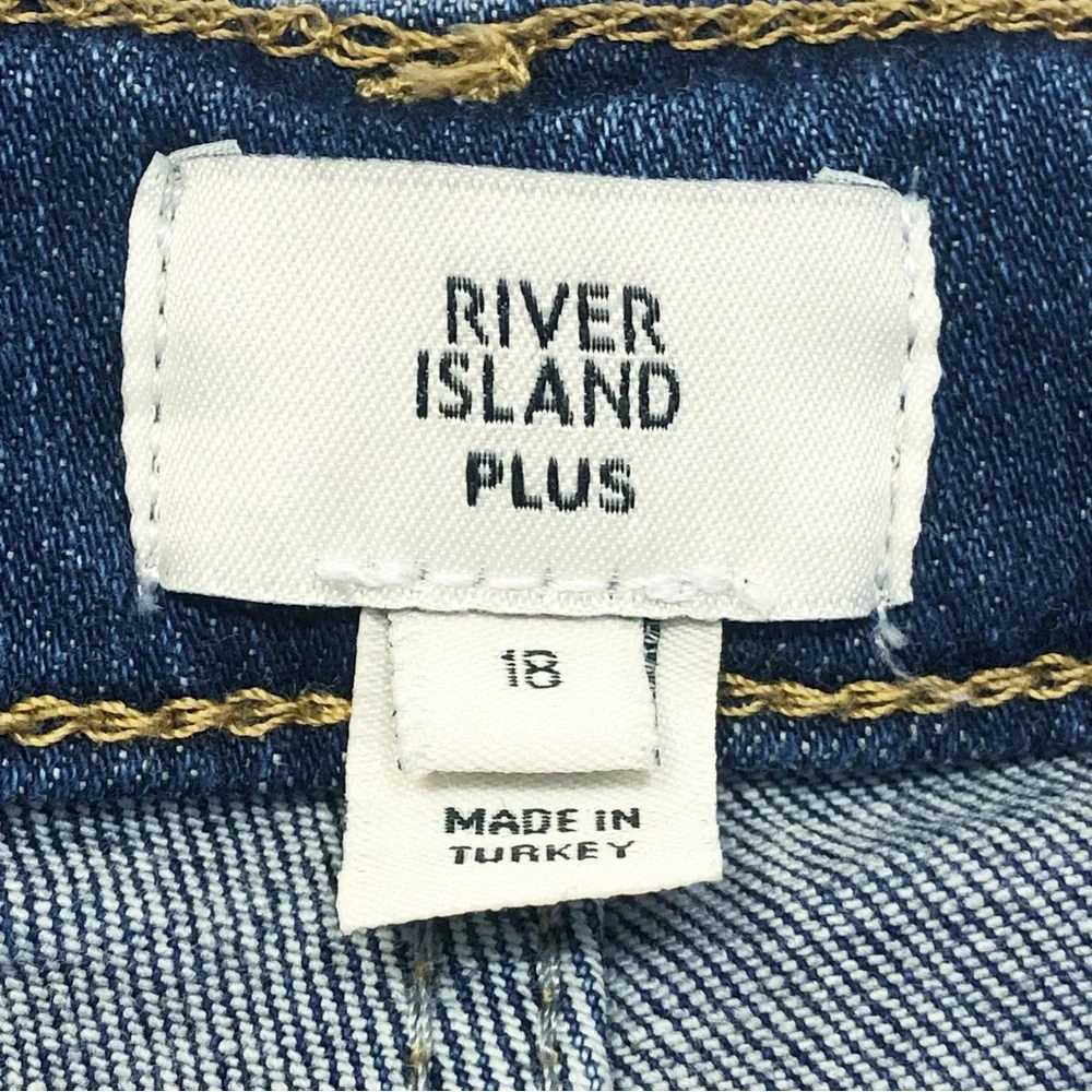 River Island Plus Dark Wash Denim High-Rise Skinny Ankle Jeans 14