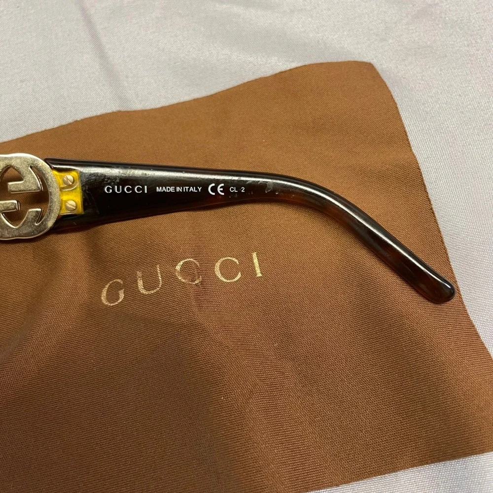 Gucci GG 3503/S Tortoise Shell Oversized Sunglasses Gold Interlocking GG Logo