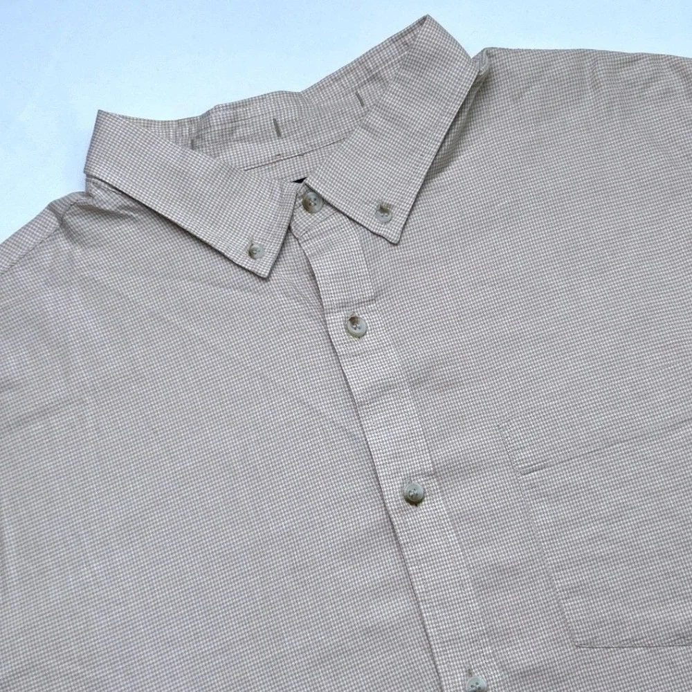 Banana Republic Mens Untucked Fit Cotton Button Down Shirt Tan Size XXL Preppy