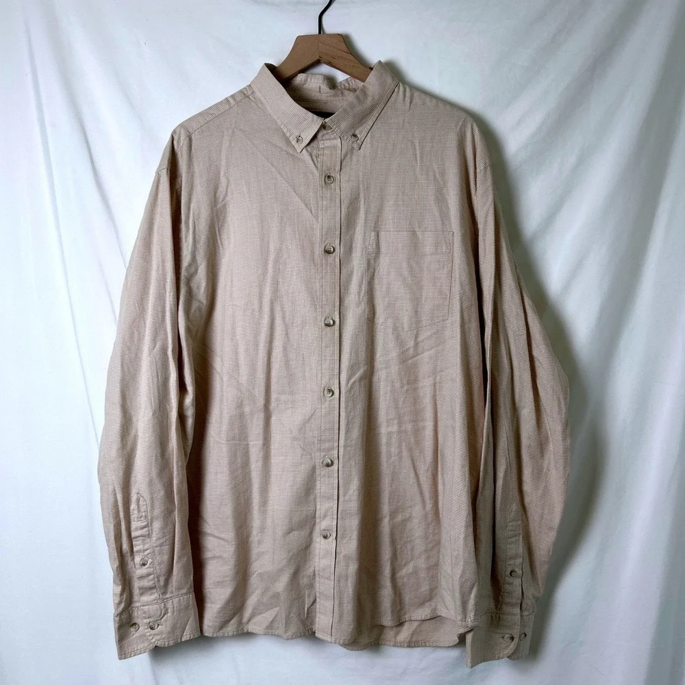 Banana Republic Mens Untucked Fit Cotton Button Down Shirt Tan Size XXL Preppy