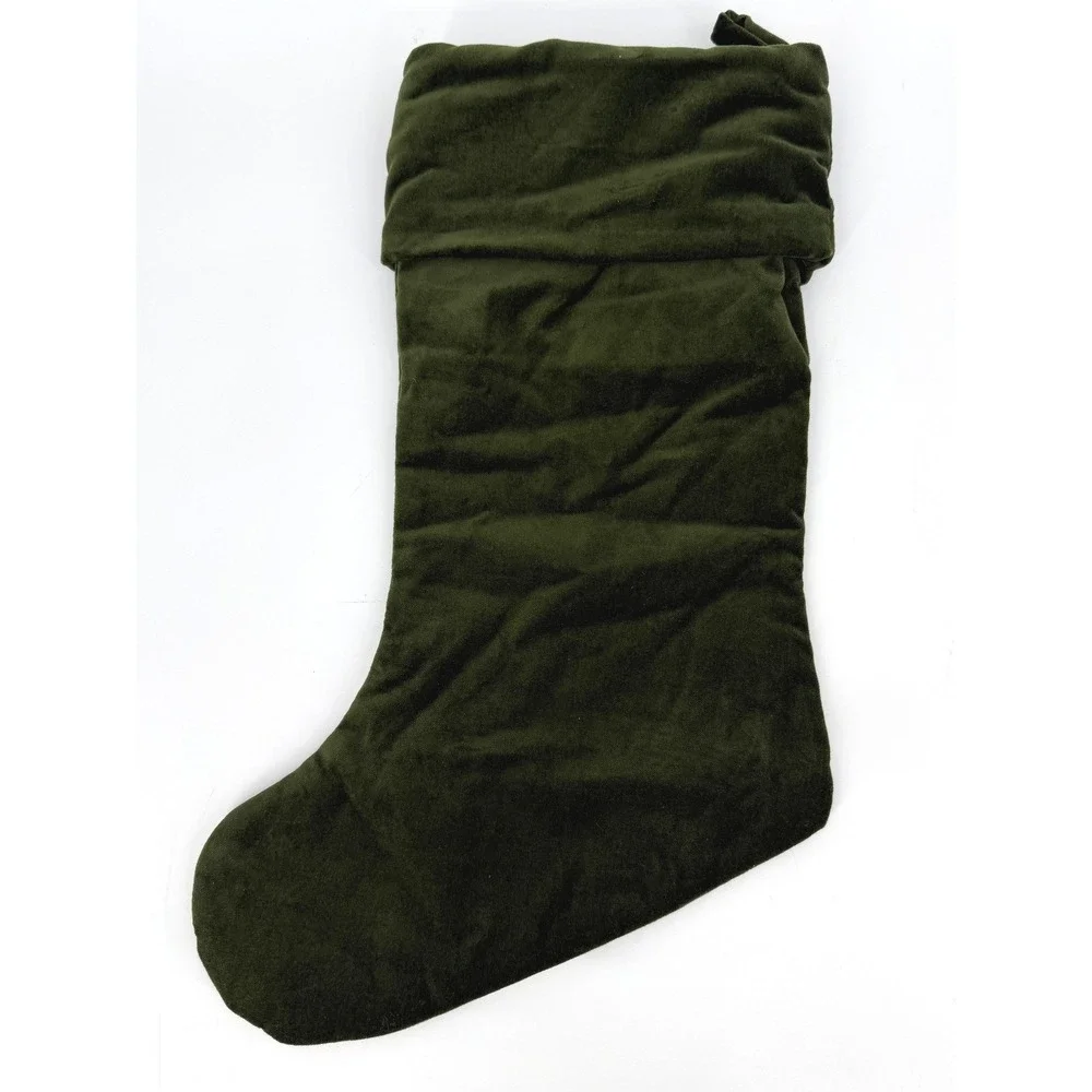 Pottery Barn Green Velvet Paisley Applique Embroidered Christmas Stocking 2008