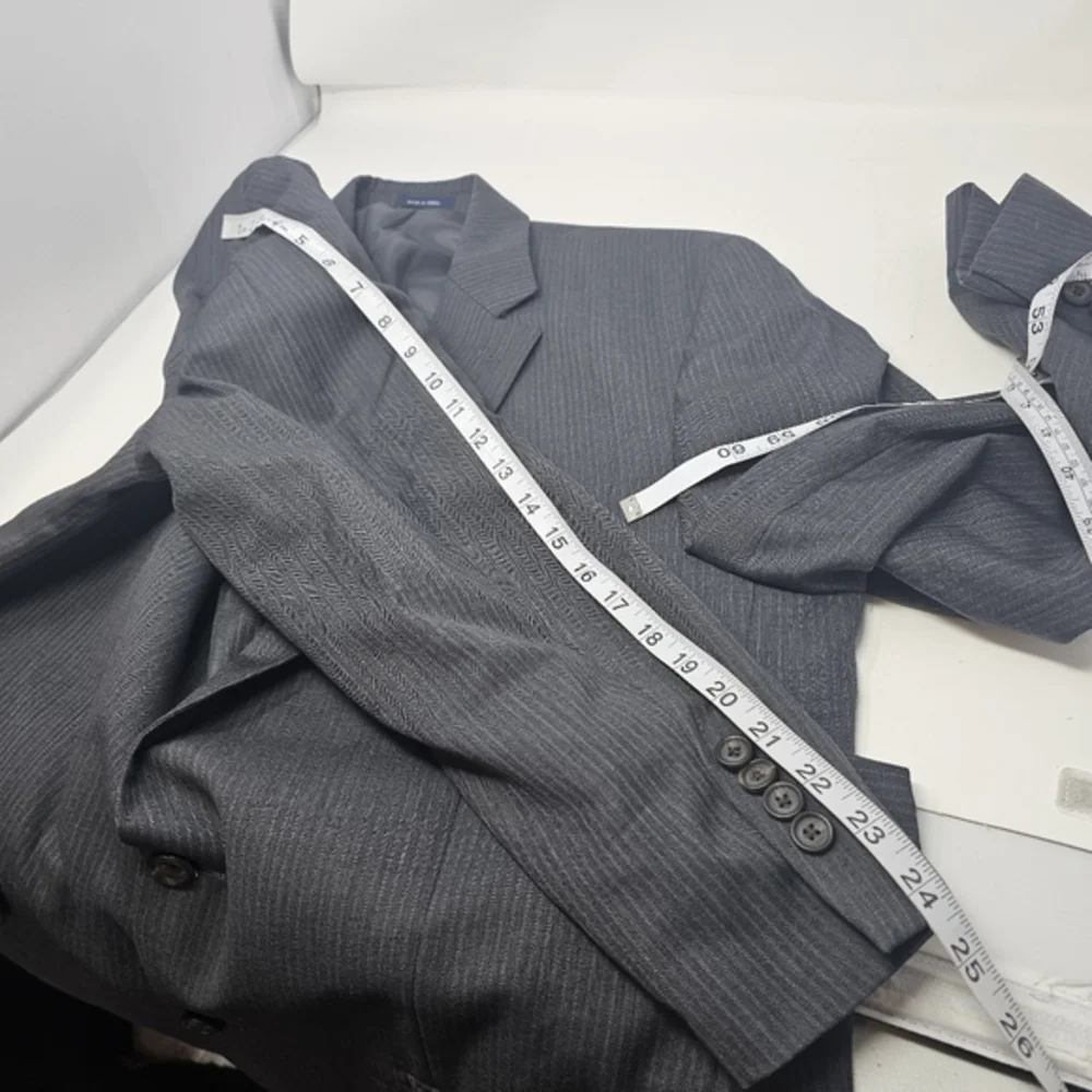 Ralph Ralph Lauren Men's 46L Gray Striped 100% Wool Blazer Sport Coat‎ Jacket.