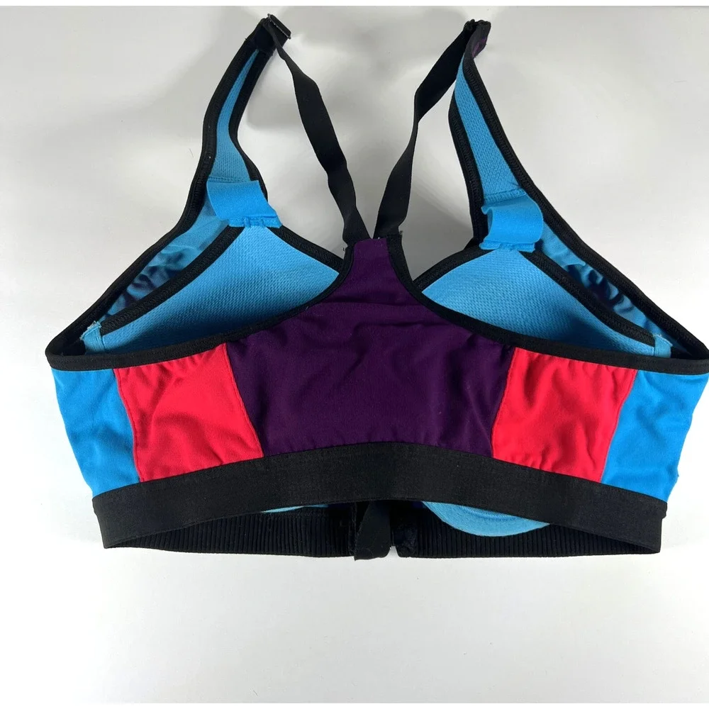 Victorias Secret Sport Bra Womens Size 34C Zip VSX Front Purple Blue Gym Workout