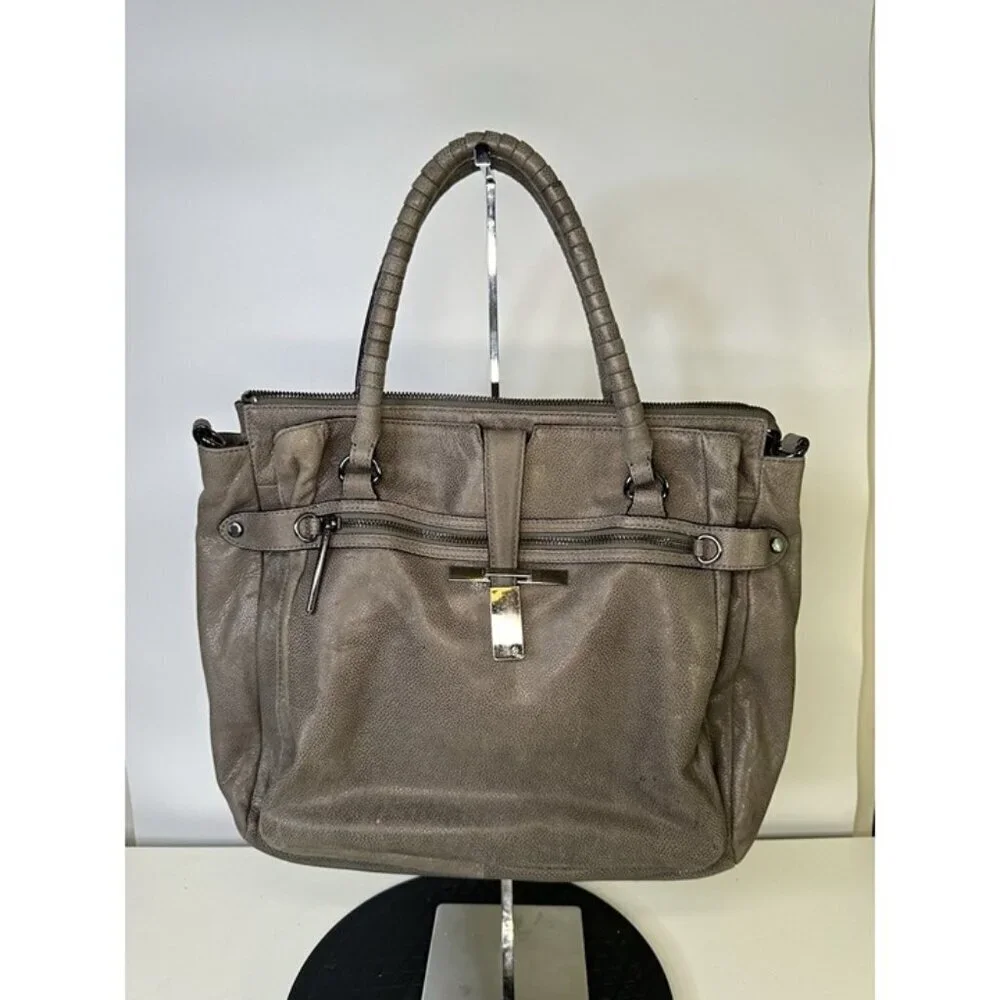 Elliott Lucca Gray Leather Handbag (missing Crossbody Strap)