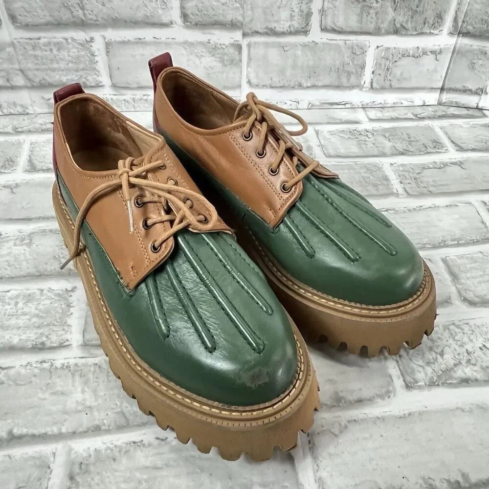 Seychelles for Free People Aspen Women's Size 9 Leather Color Block Lug Loafers