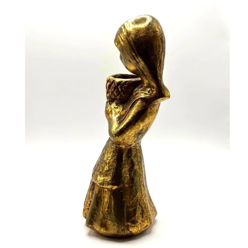 Vintage 1970's Howard Pierce Pottery/Ceramics, Girl with Basket Figurine/Vase