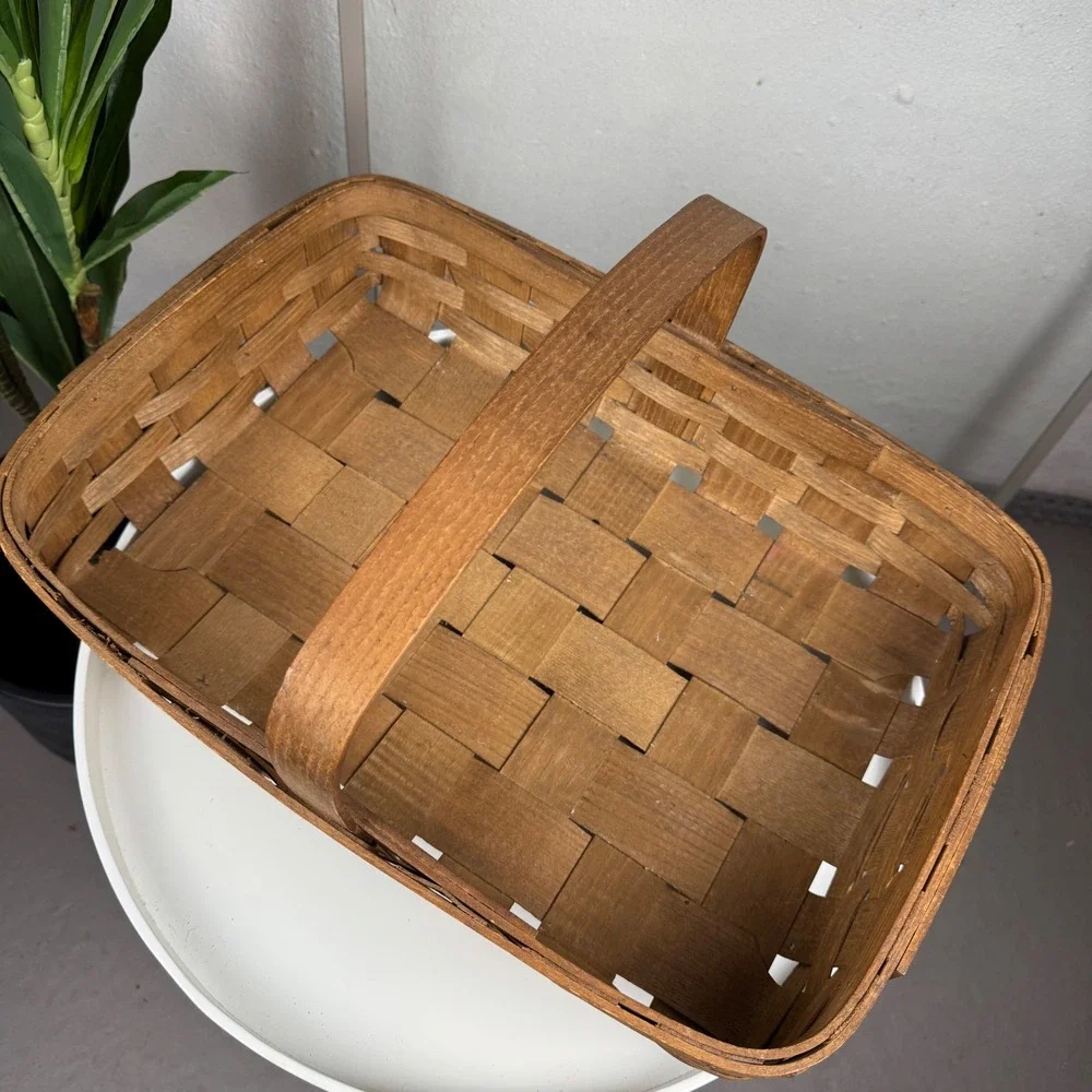 Cottagecore Vintage Basketville Woven Gathering Basket Brown Vermont Farmhouse