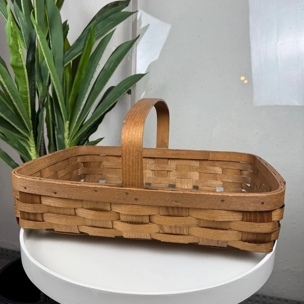 Cottagecore Vintage Basketville Woven Gathering Basket Brown Vermont Farmhouse