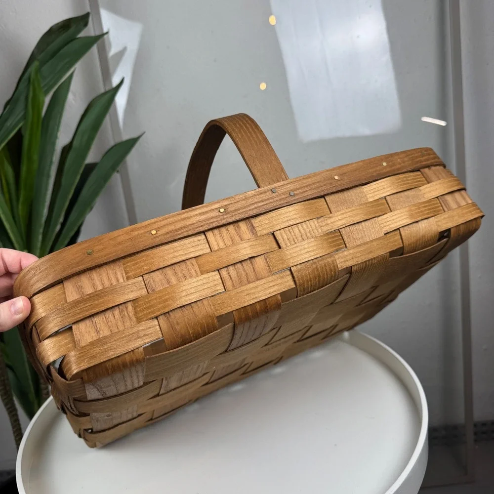 Cottagecore Vintage Basketville Woven Gathering Basket Brown Vermont Farmhouse