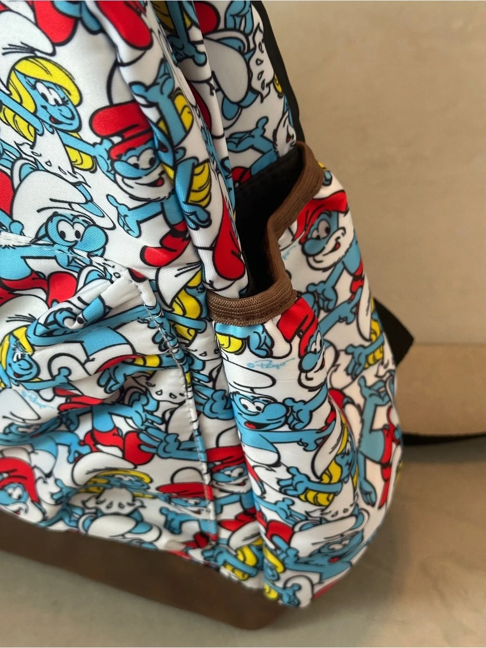 The Smurfs Backpack Allover Smurf Collage Design Laptop Pocket Front Pocket