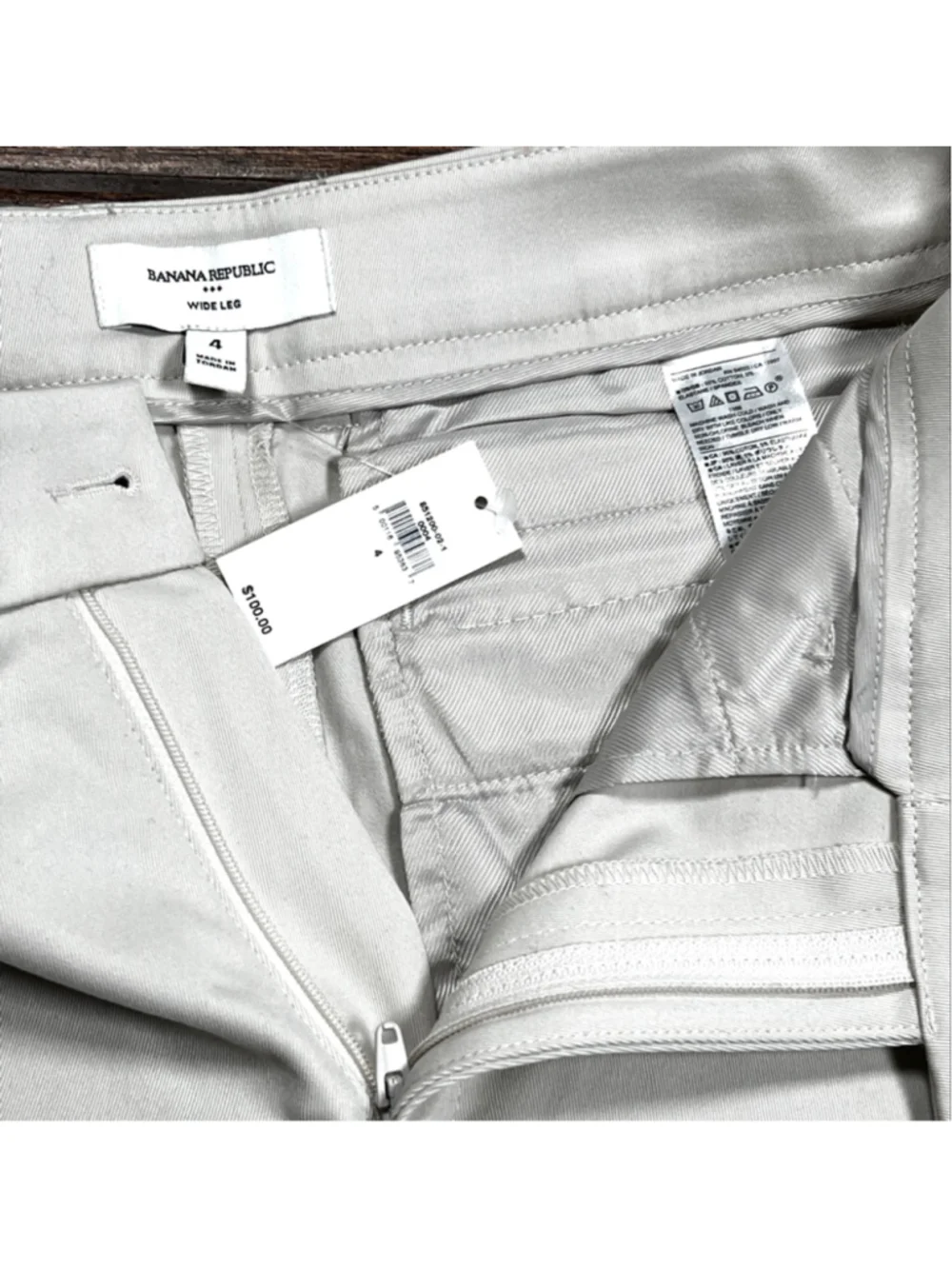 NWT Banana Republic Womans Pants Wide Leg Pants Size 4 Beige Cream