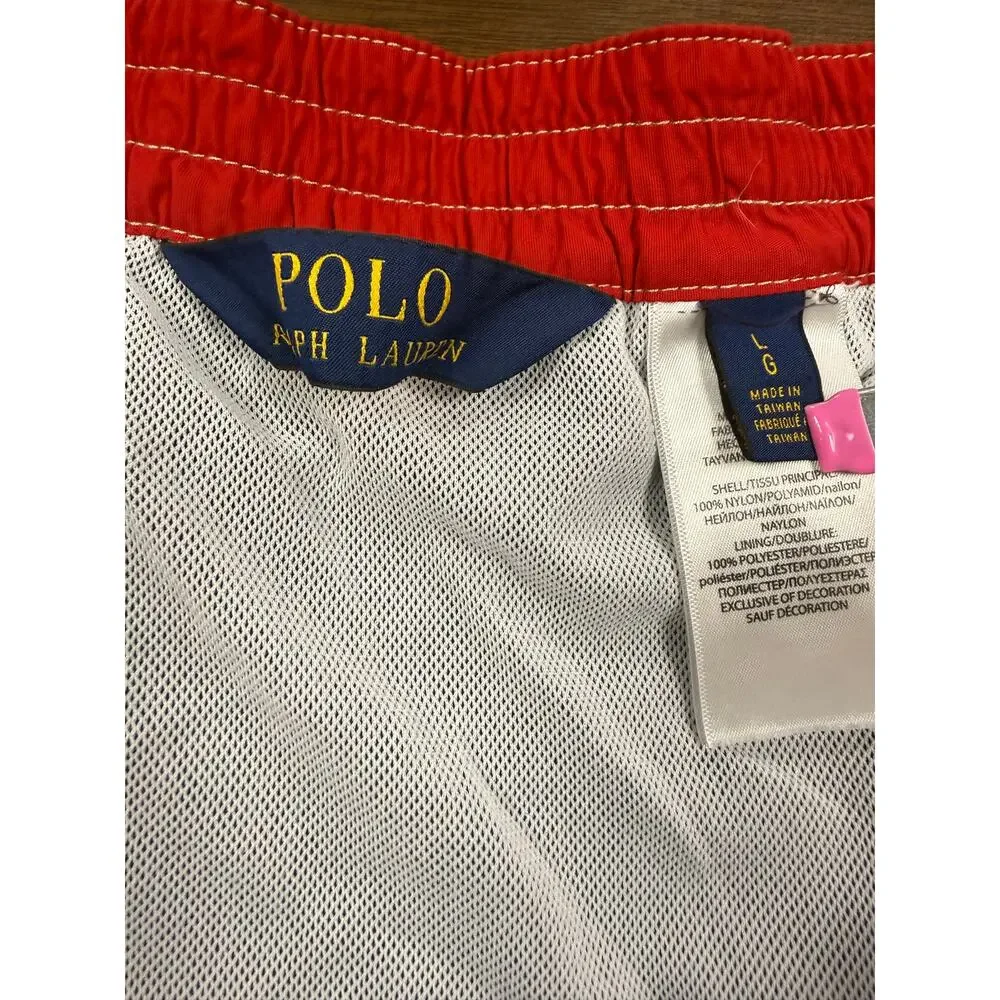 Polo Ralph Lauren Red Swim Trunks Board Shorts Nylon Lined Coastal Prep L