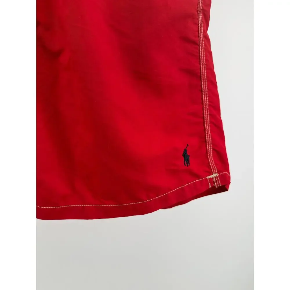 Polo Ralph Lauren Red Swim Trunks Board Shorts Nylon Lined Coastal Prep L