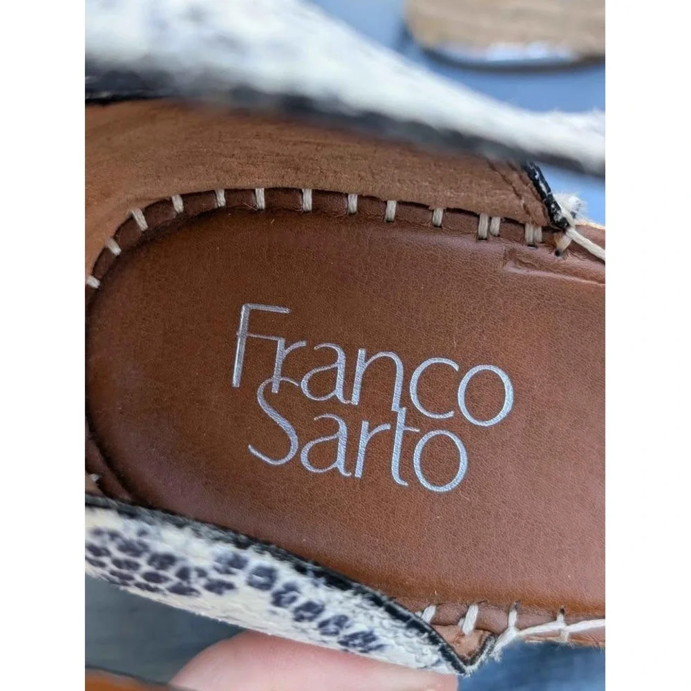 Franco Sarto Carma Snake Print Leather Espadrille Wedge Sandals 10