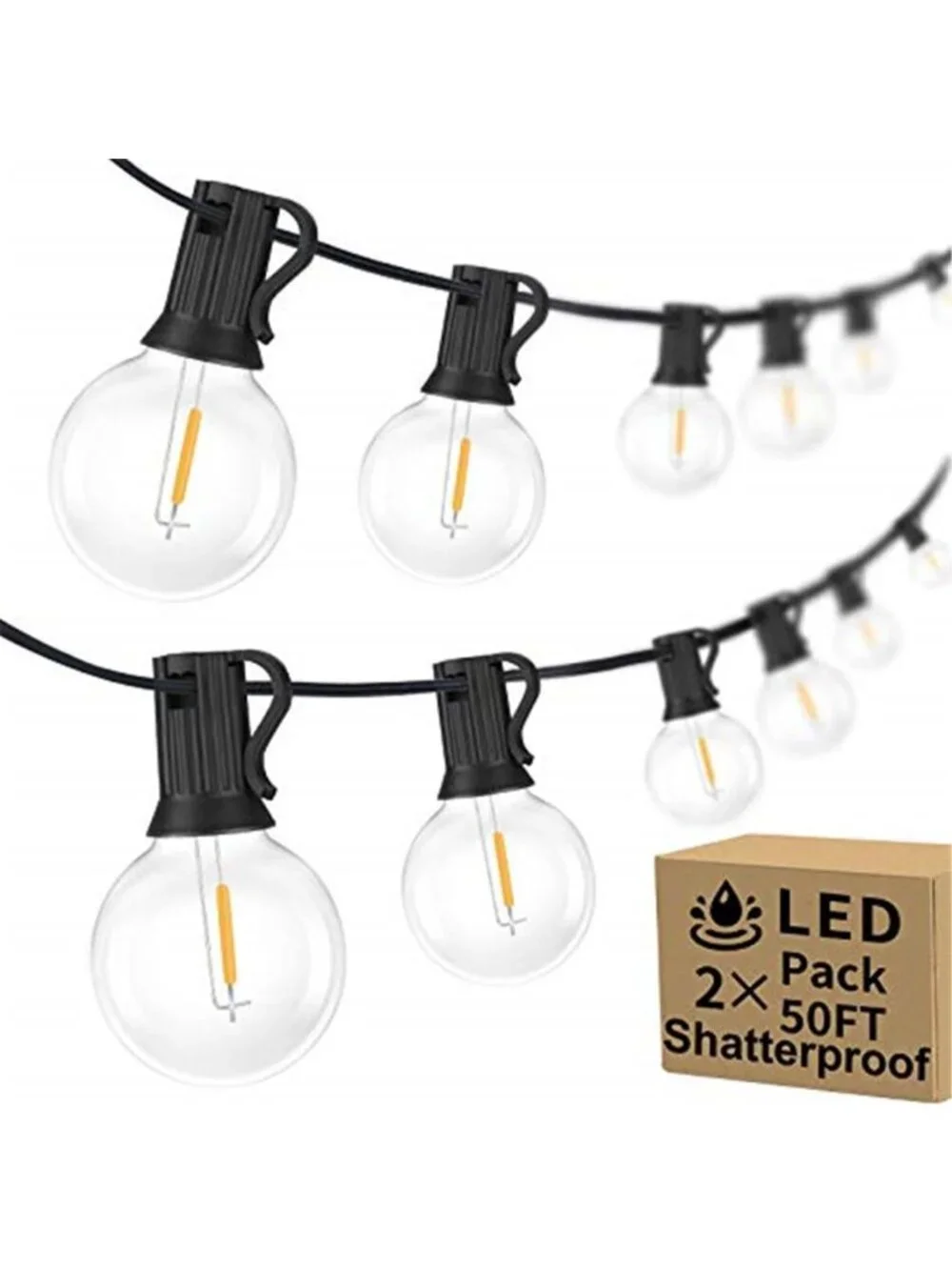 Outdoor G40 Globe String Lights 100ft Vintage Waterproof Dimmable Connectable