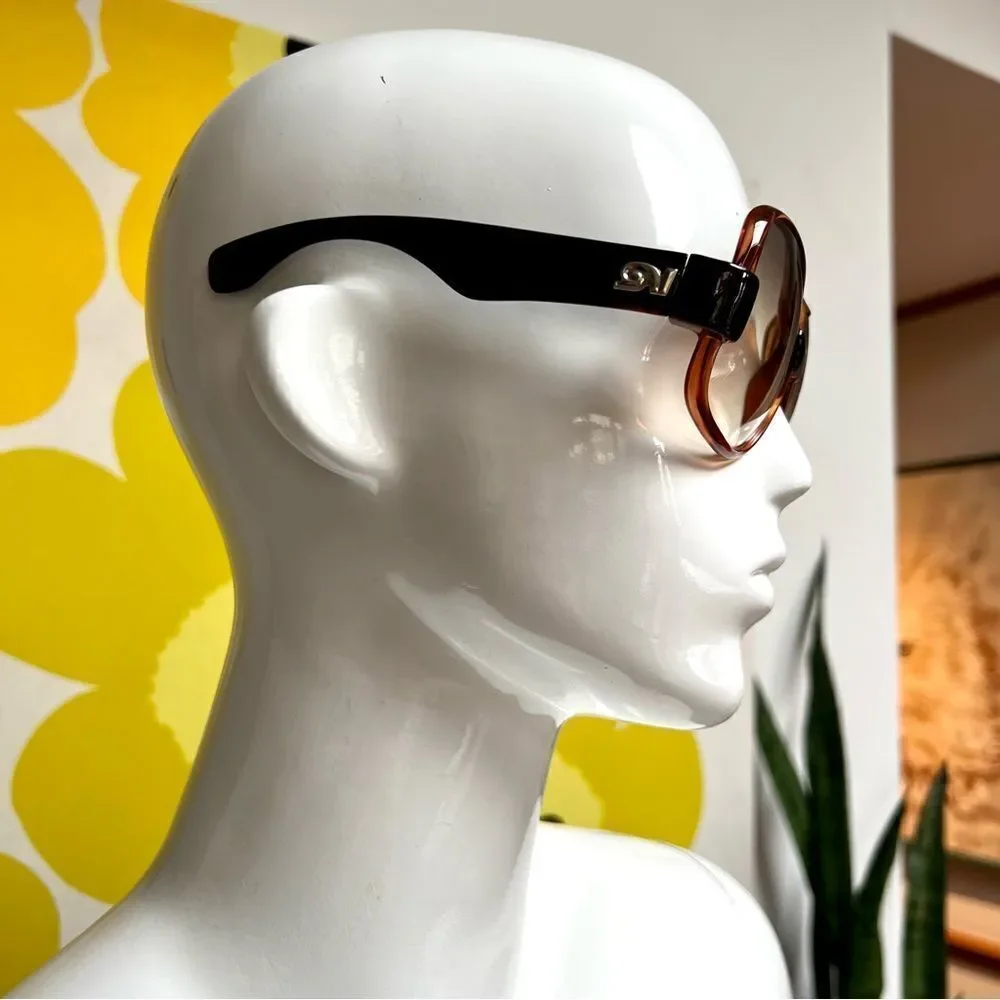 Swoonworthy MASSIVE 1970s Da Vinci Oversized Rose Brown Acetate Sunglasses